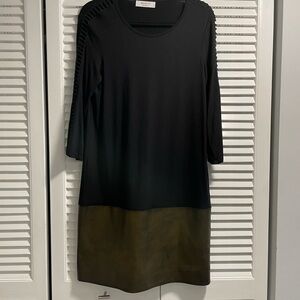 Bailey 44 Black and Bronze Faux Leather  Long Sleeve Dress